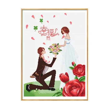 Cross stitch set crafts for adults Happy bride and groom wedding room decoration painting for friends wedding creative gifts 6