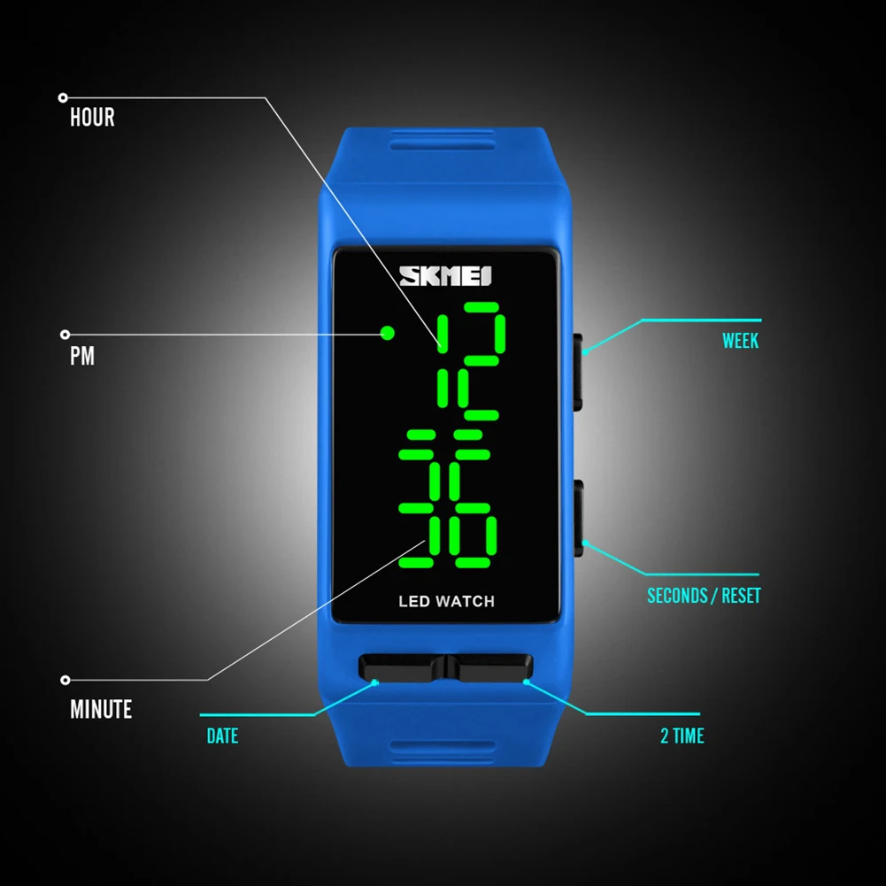 SKMEI Sport Digital Women Watch Fashion Casual Waterproof Lady Wristwatch  PU Strap Alarm Week Display Watches 1364 - AliExpress Watches