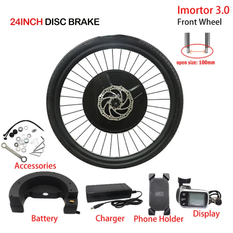24inch Disc Brake Комплект для переоборудования электрического велосипеда 36V 350W 2" 26" 700C 2" мотор эпицентра деятельности колеса комплект Bicicleta Electrica Con Bateria, фара для электровелосипеда в Conversion Kit - Цвет: 24inch Disc Brake