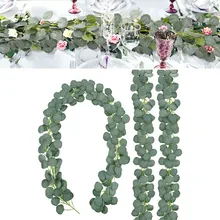 

2M Green Eucalyptus Leaves Artificial Eucalyptus Garland Hanging DIY Home Rattan Wedding Greenery Home Decors