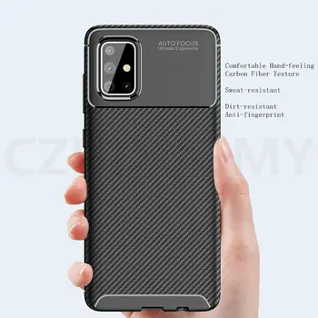 

100pcs/lot Slim Carbon Fiber Phone Case For Samsung Galaxy A91 A81 M80S M60S S10 Note 10 Lite A71 5G A51 Soft Funda Cover