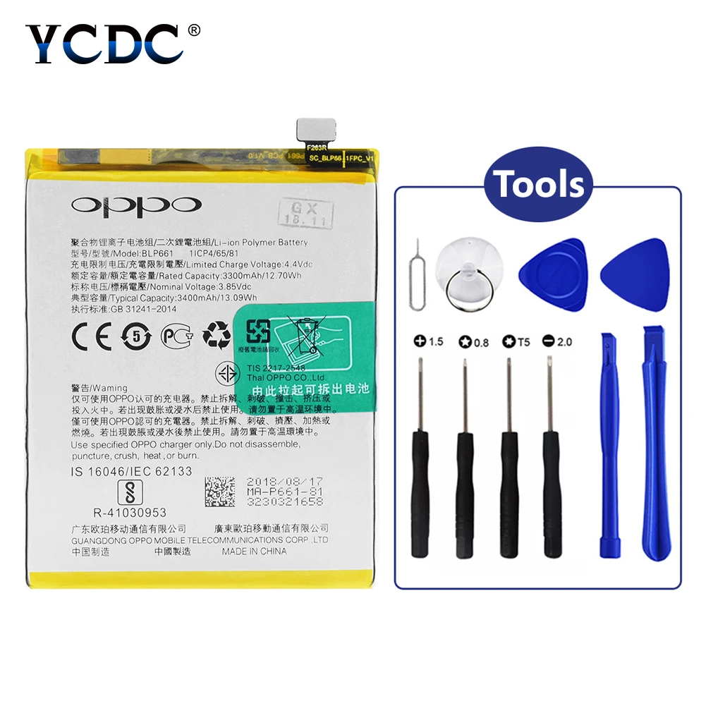 New 3.85V BLP 661 3400mAh Cellphone mobile phone Battery + Repair Tool For OPPO A3 Phones BLP661 Lithium li ion | Электроника