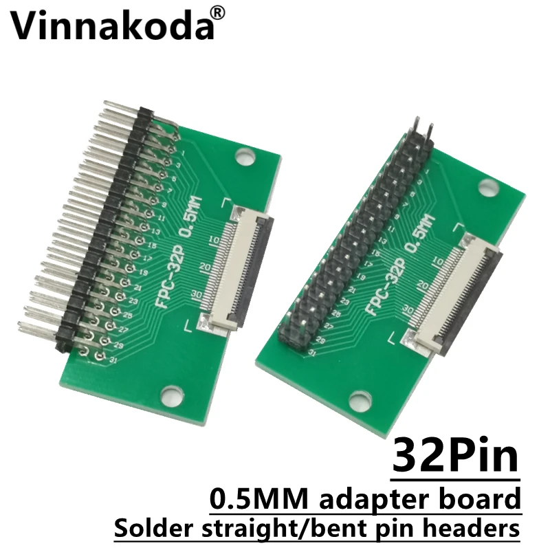 2PCS FFC/FPC adapter board 0.5MM-32P to 2.54MM welded 0.5MM-32P flip-top connector Welded straight and bent pin headers