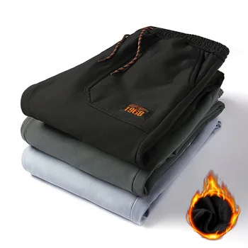 

Hot Sale Men Trousers Winter Velvet Male Pants Elastic Waist Black Gray Lightgray M-4XL Casual Pants Men