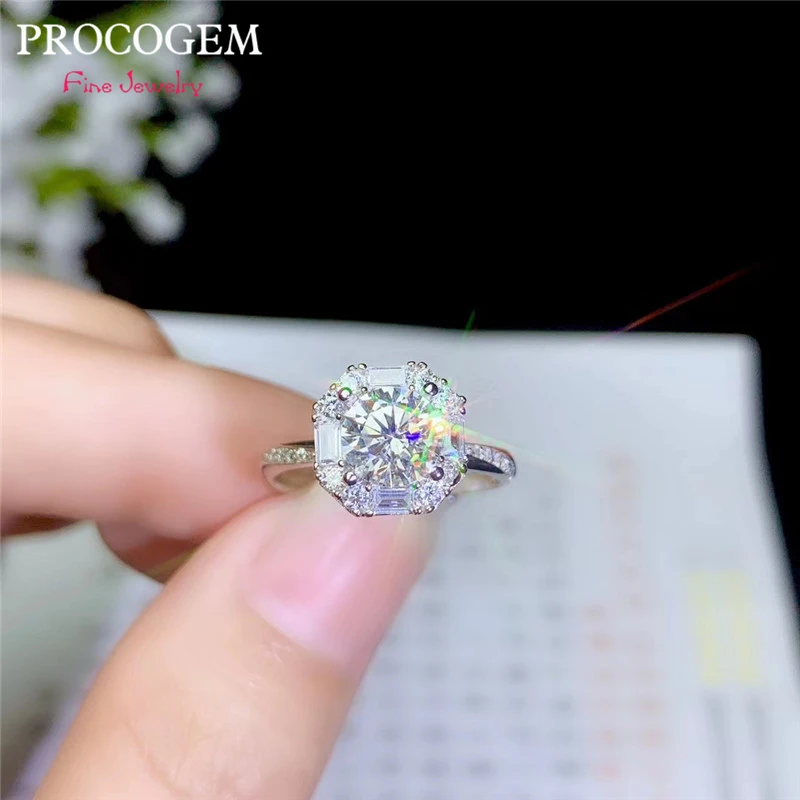 

PROCOGE Moissanite Rings 1ct 2ct 3ct VVS Excellent Women Lady Rings Engagement Bride Rings 925 Sterling silver Fine Jewelry #669