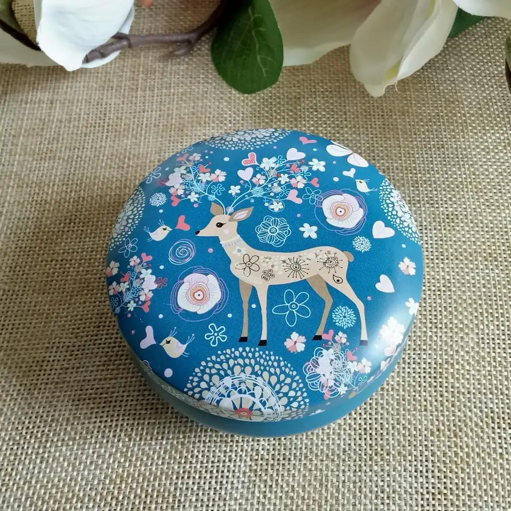 5 Elk Garden Large Round Metal Tins For Candles, Arts & Crafts, Storage, More - Elk and Garden Patterns