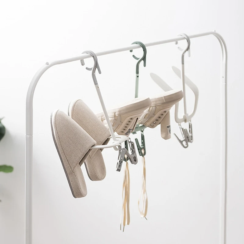 

1Pcs/Lot Multifunction 2 hooks Rotated Shoe Rack Drying Racks For Non Deformation Shoe PP Bask Clothes Drying Rack High Quality