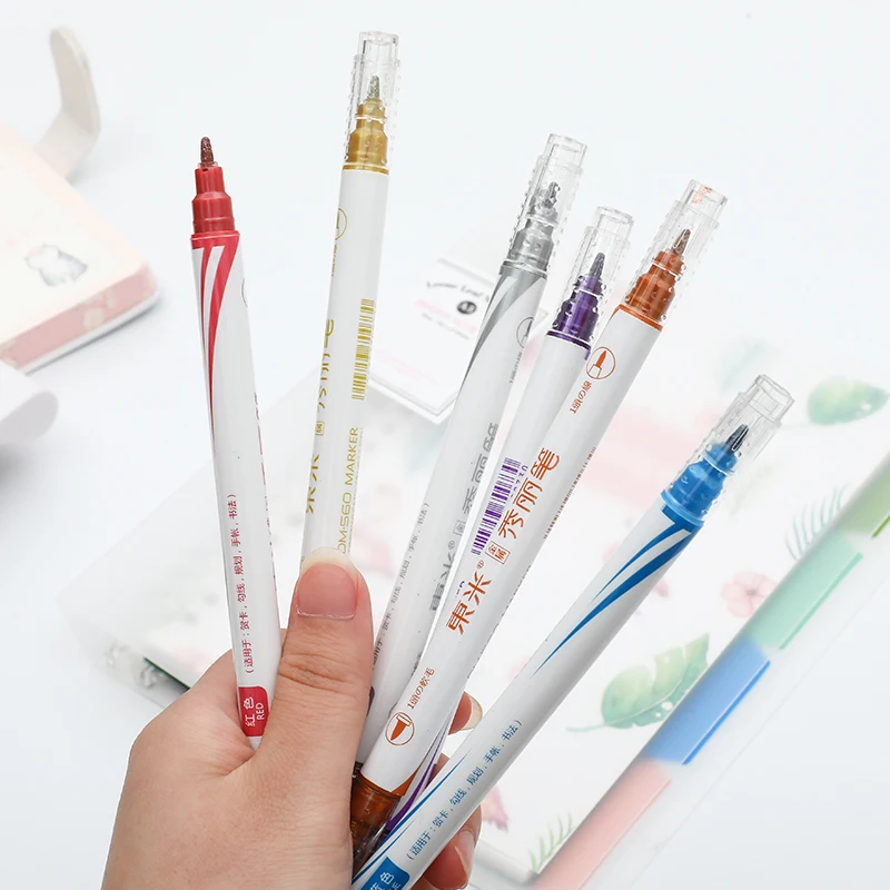 

AngelHere Store 1PCS New Marking Pen Colorful Double-head Art Pen DIY Creative Drawing Tools Writing Tools Office Stationery