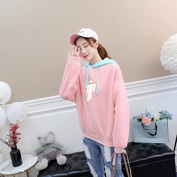

Women Billie Eilish Sweatshirts Spring Autumn New Fleece Casual Spell Color Splicing Streetwear Loose Harajuku Hoodies Pullovers