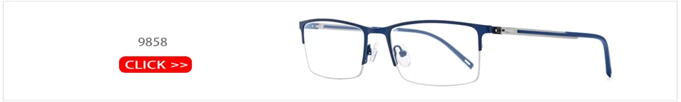 Сплав оправа для очков для мужчин Сверхлегкий полуквадратный рецепт Близорукость Оптические очки рамки Безвинтовые очки 9234