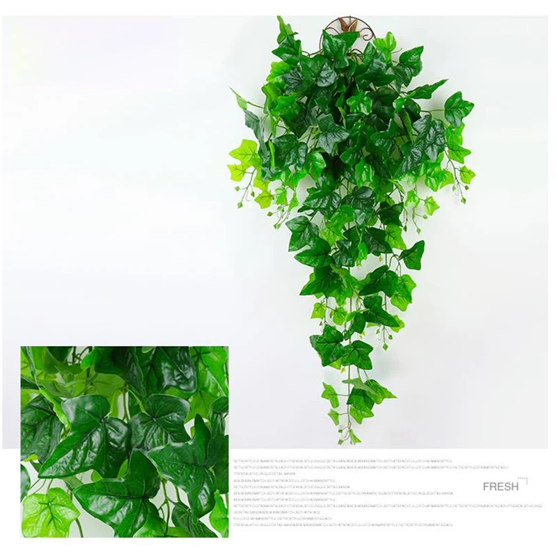 Simulation Plant Green Stalk Vine Silicone Fake Flower Pots Living Room Garden Decoration Wall Hanging Basket Decoration