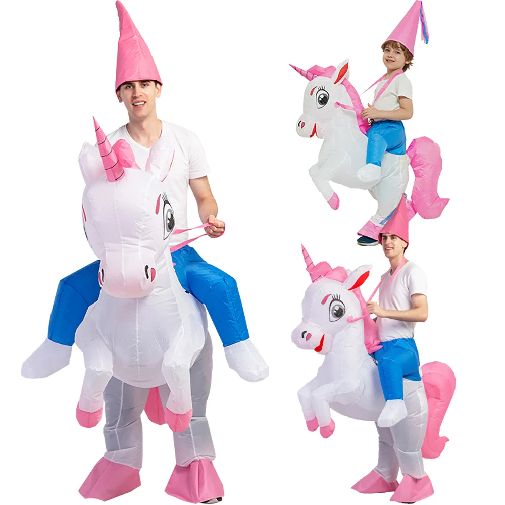 Adult Unicorn Inflatable Costume Halloween Cosplay Animal Anime Fancy Dress Riding On Dino Blow Up Carnival Costumes For Kids Adult Unicorn Inflatable Costume Halloween Cosplay Animal Anime Fancy Dress Riding On Dino Blow Up Carnival Costumes For Kids