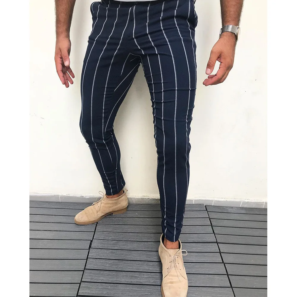 New Mens Casual Pants Striped Social Jogger Sports Fitness Sweatpants Long Trousers Male Streetwear Fashion Breathable All-match