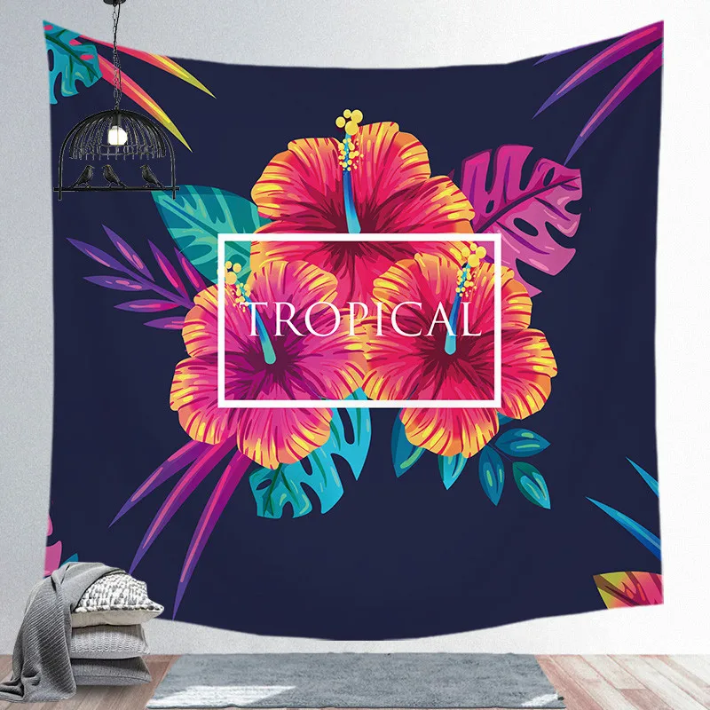 VOGVIGO тропический растительный гобелен настенный полиэстер тонкий Богемия кактус принт банановые листья гобеленовое пляжное полотенце подушка - Цвет: JJGT001931