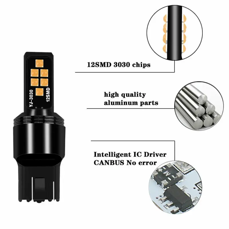 4 шт. желтый 7443 3030 SMD Тормозной фонарь светильник/Парковка светодиодный светильник лампы 12 V-24 V прочные и практичные в Применение