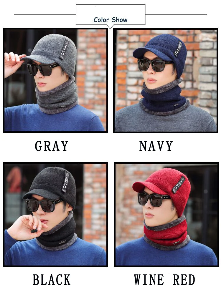 Зимние шапки для мужчин Skullies Beanie шапка зимняя шапка для мужчин и женщин шерстяной шарф шапка s Набор Балаклава маска Gorras Bonnet вязаная шапка
