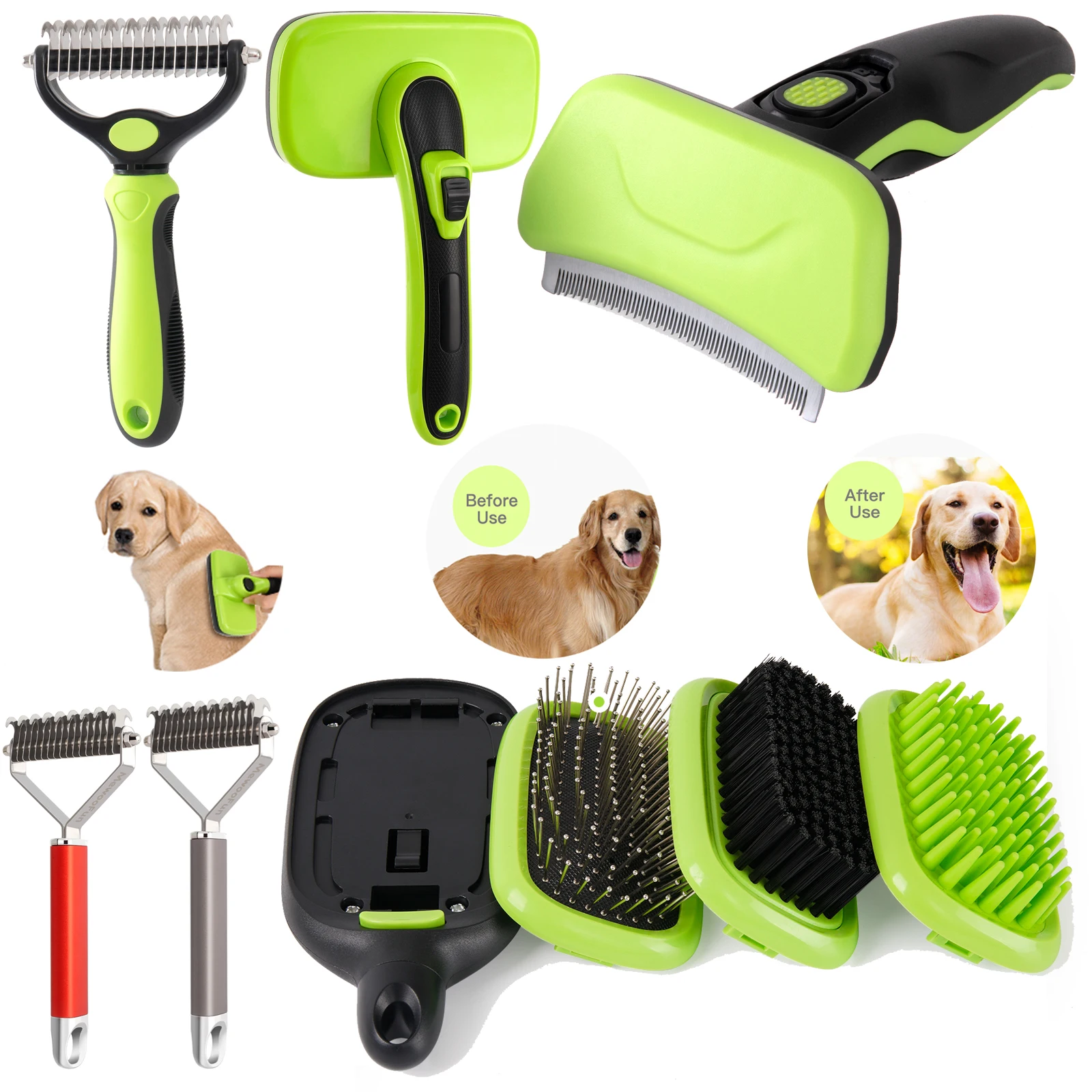Mewoofun Hair Removal Comb for Dogs Dematting Deshedding Brush Grooming Tool For Matted Long Hair Curly