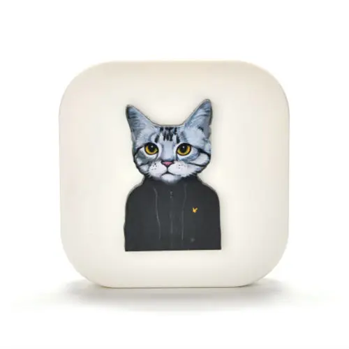 white cat 1 шт. 4 типа зеркало для пинцета линзы коробка для хранения собака кошка шаблон контактные линзы уход держатель Чехол Горячая Распродажа - Цвет: white cat