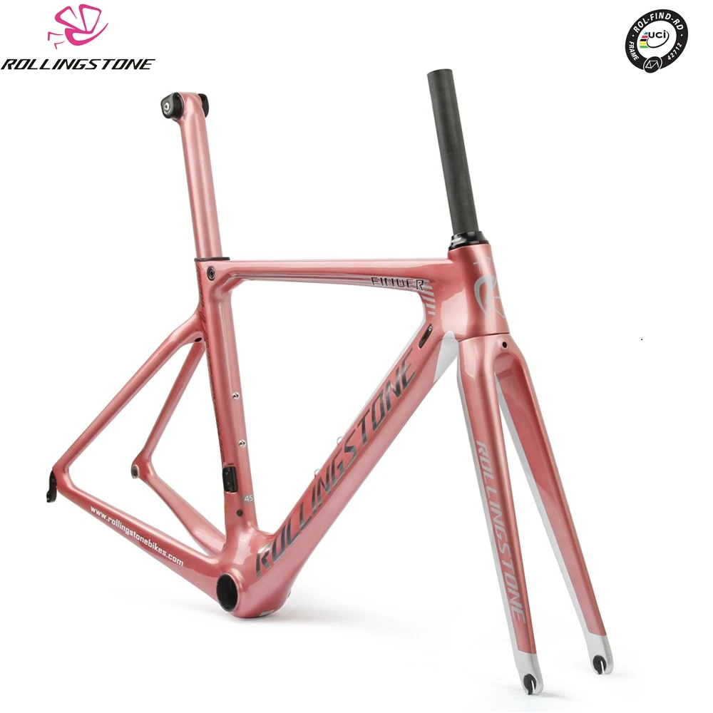 Rolling Stone FINDER UCI bicycle frame carbon road bike aero frameset 700C 45 47 50cm Rose Pink racing toray T800 ultralight