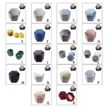 

Velvet Single Ring Box Hexagon Valentine's Day Ring Box with Detachable Lid