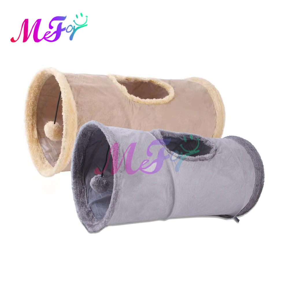 Cat Tunnel Toy Funny Pet 2 Holes Play Tubes Balls Collapsible Kitten Toys For Puppy Ferrets Rabbit Play Dog Tunnel Tubes