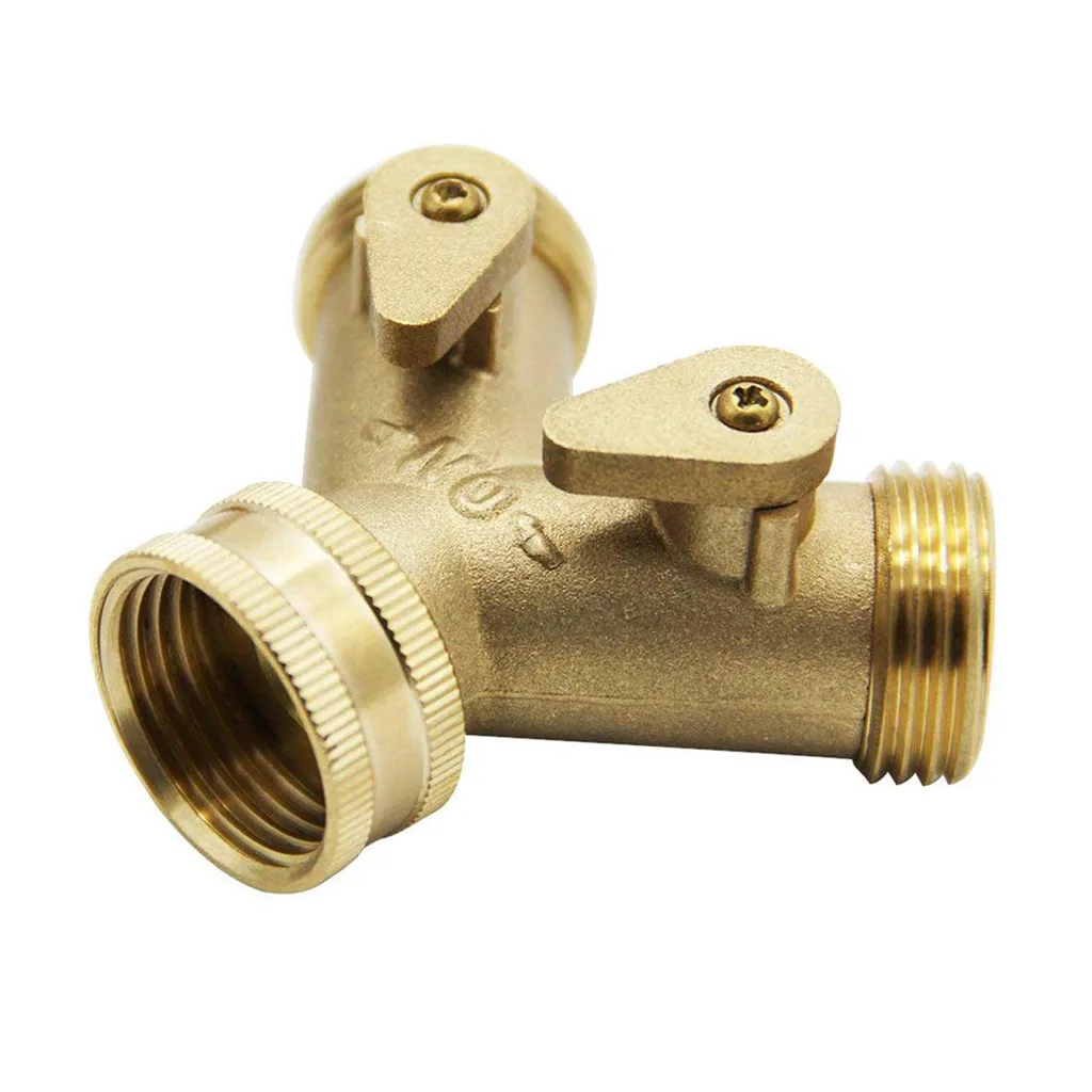 Hose Pipe Splitter Inch Brass 2 Way Tap Hose Connectors Water Distributor Switch Valve Water Connector for Garden Irrigation