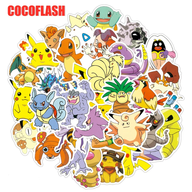 10 50pcs lot pokemon cartoon anime stickers kawaii pikachu decal for luggage kids case suitcase fridge laptop decals toys stickers aliexpress