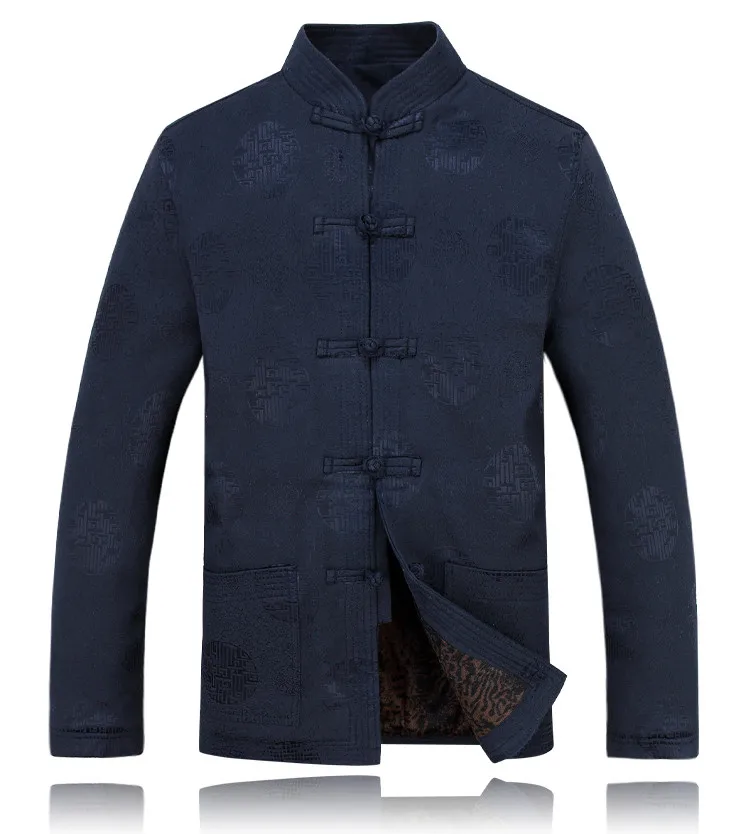 Новое поступление куртка осень-зима в традиционном китайском стиле Для мужчин с воротником «Мандарин», толстое пальто стеганая куртка M L XL XXL XXXL MTJ2015073 - Цвет: blue