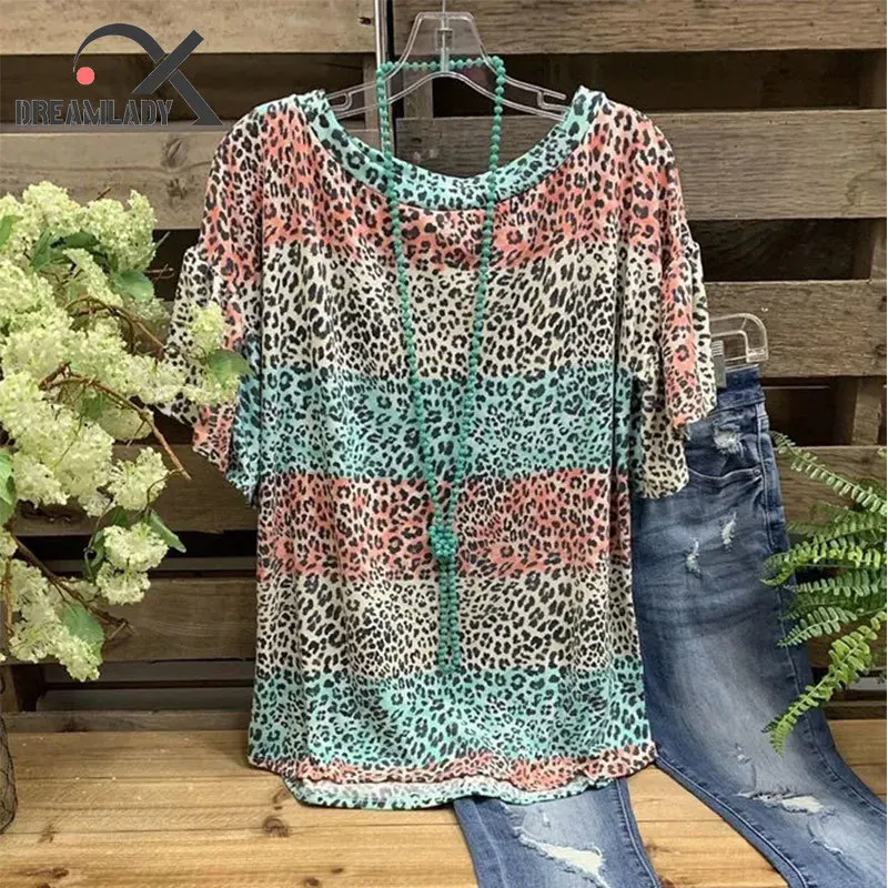 2020 New Arrival Leopard Printed Tops Tee Shirts Casual Flare Sleeve T-shirt For Women Summer O-neck Leopard Print Top Femme 2020 New Arrival Leopard Printed Tops Tee Shirts Casual Flare Sleeve T-shirt For Women Summer O-neck Leopard Print Top Femme