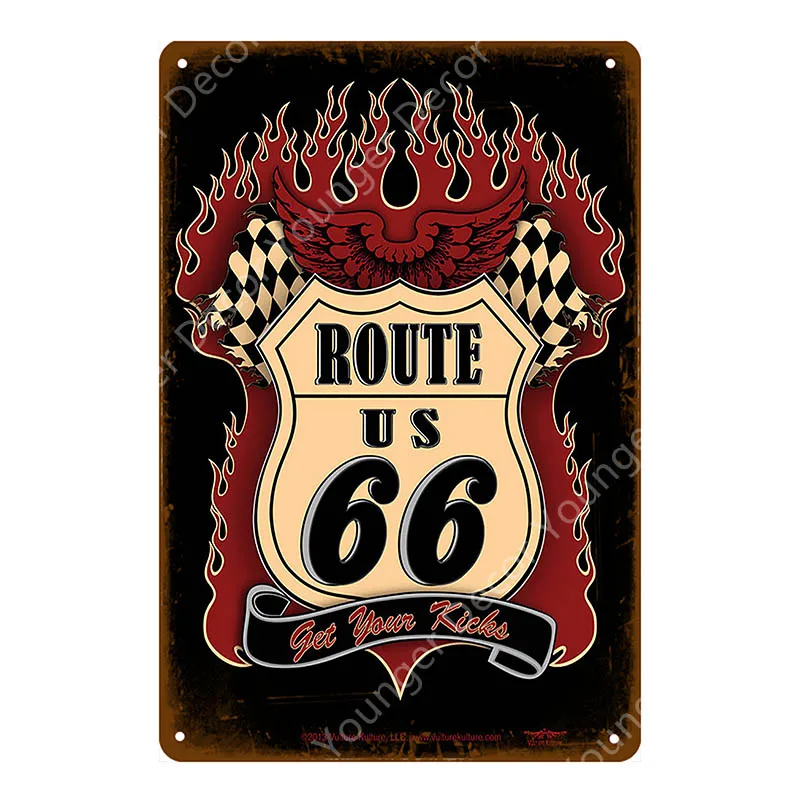 Винтаж US Route 66 металлические знаки американская дорога автомобиль мотоциклы тарелка настенный плакат Паб Бар Клуб домашний декор гараж украшение YI-024 - Цвет: YD2493EI