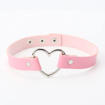 Leather Punk Heart Choker  1