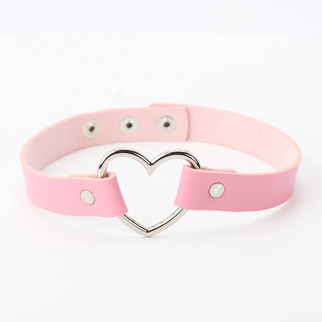 Leather Punk Heart Choker  1