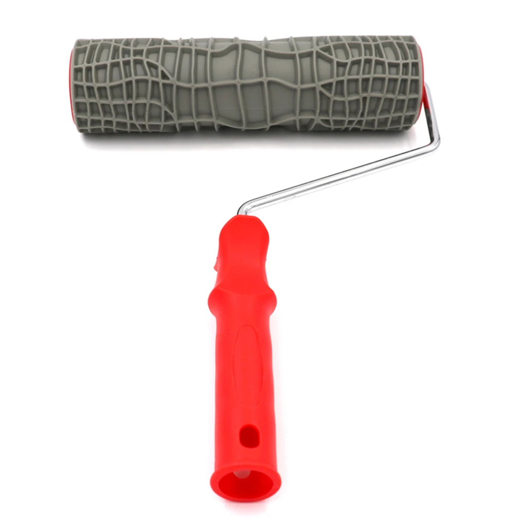 Rubber Paint Roller with Handle Wood Pattern Graining Knurling Wall Rolling Tool