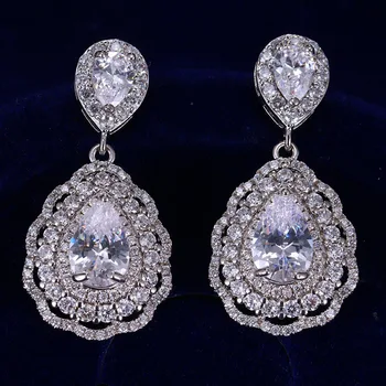 

2020 Classic Star shape Zirconia Wedding Clip Earrings for Women Silver Color Cristal Fashion Earings Jewerly Gift Accessories