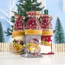 Крышка для бутылки с красным вином сумки украшения дома вечерние Санта Клаус Рождественская упаковка Рождество Merry Dinning украшение стола
