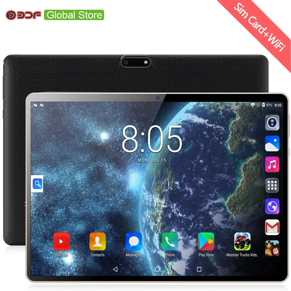 10 pulgadas Quad Core Tablet Pc Android 7,0 Google Play 3G llamada de teléfono Dual tarjetas Sim GPS WiFi Bluetooth 1280x800 HD LCD tabletas