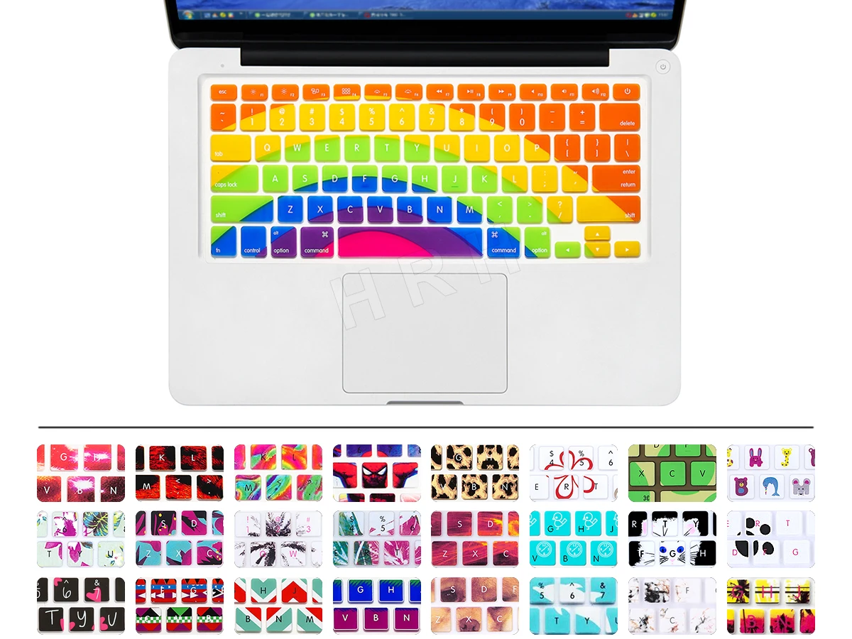 HRH для macbook air 13 Чехол клавиатуры с радужной клавиатурой Защитная пленка Pro 15 17 Air