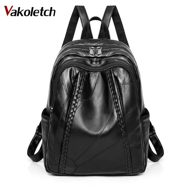Achat Sac en cuir véritable imperméable à l eau sac femmes sac tissage offre spéciale 100% en cuir véritable femmes école sac à dos pour étudiant KL669