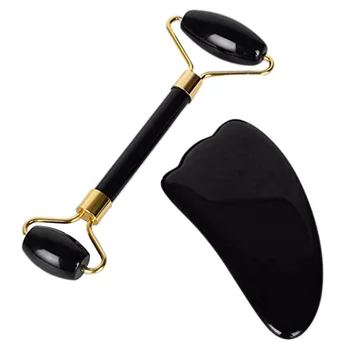 

Jade Roller and Gua Sha Massage Set for Face,Anti Aging Facial Massager Therapy Anti Wrinkle