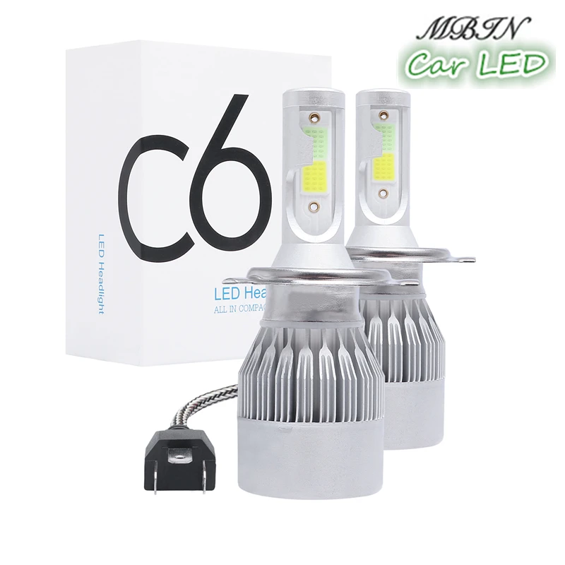 

MBIN C6 blue and white dual colours LED car front lights hi/lo beam H4 Lamp 8000LM 36W headlight fog kit driving bulb