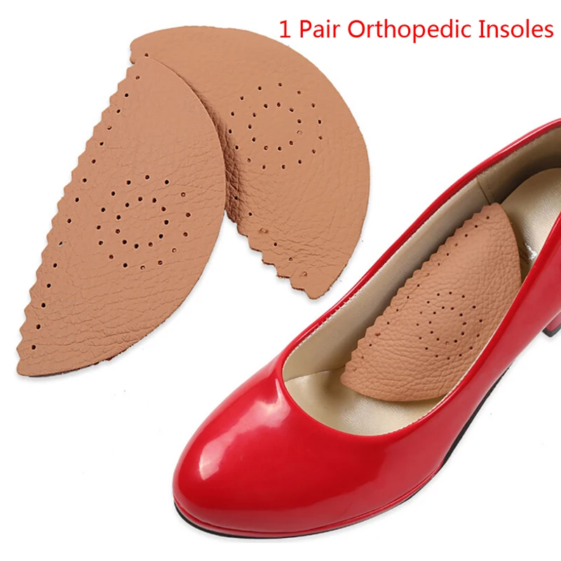 1Pair Breathable Invisible Triangle Leather Massage Orthopedic Insoles For Shoes Pads Arch Support Heel Spur Insoles For Women