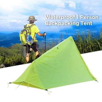 

Camping Tent One Person Waterproof Trekking Pole Tent Ultralight Backpacking Camping Fishing Tent