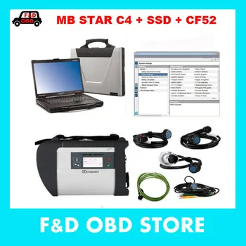 

MB C4 Star sd connect with mb c4 software ssd latest with toughbook CF52 military laptop for cars trucks