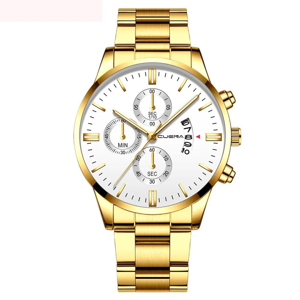 

2020 CUENA Casual watch men Fashion Stainless Steel Analog Date Sport Quartz Wrist Watch montre homme Clock Gift Dropship #0545