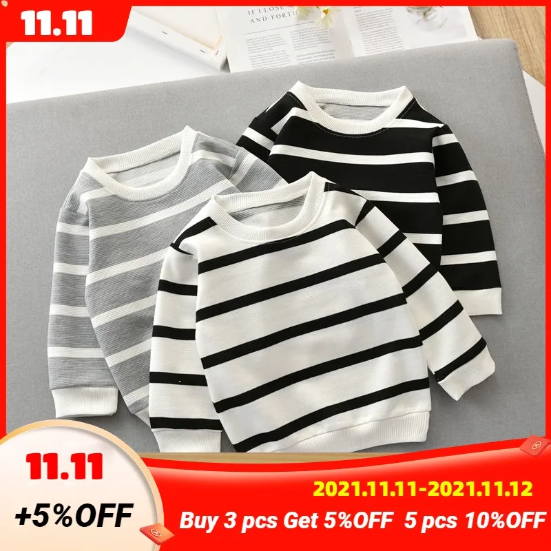 1180.0¥ |男の子と女の子のための長袖ストライプTシャツ,1〜5歳,春,秋|T-Shirts| - AliExpress
