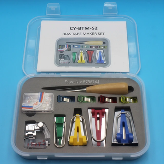 Bias Tape Maker Tool Set with Tape Binding for Sewing patchwork w/ Box  CY-BTM-S2