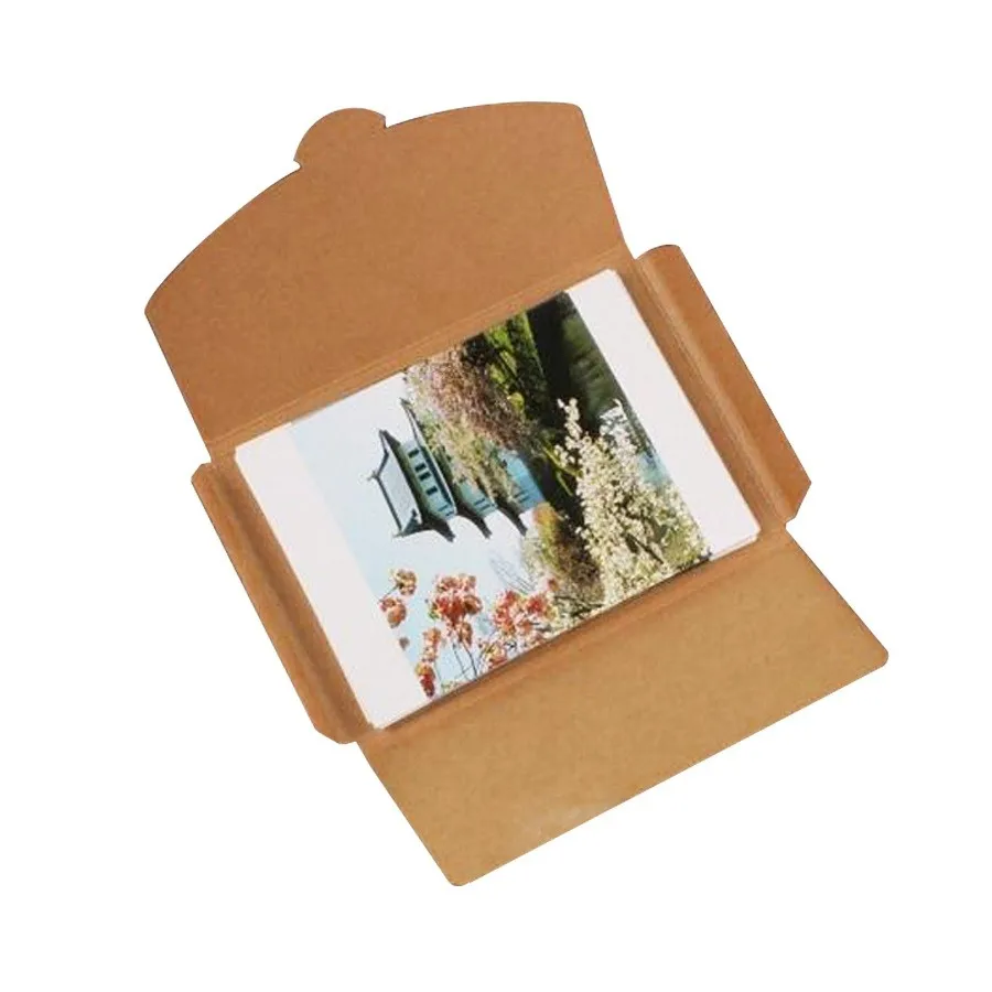 White cowhide black blank folding postcard packaging box 16*10.5cm package bagchrismas 10PCS packing pouches