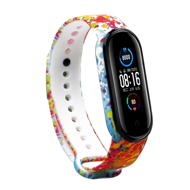 Bracelet for Xiaomi Mi Band 5 Strap Silicone Painting Flowers Belt miband 5 accessories Wrist Strap for Xiaomi Band 6 Paint1
