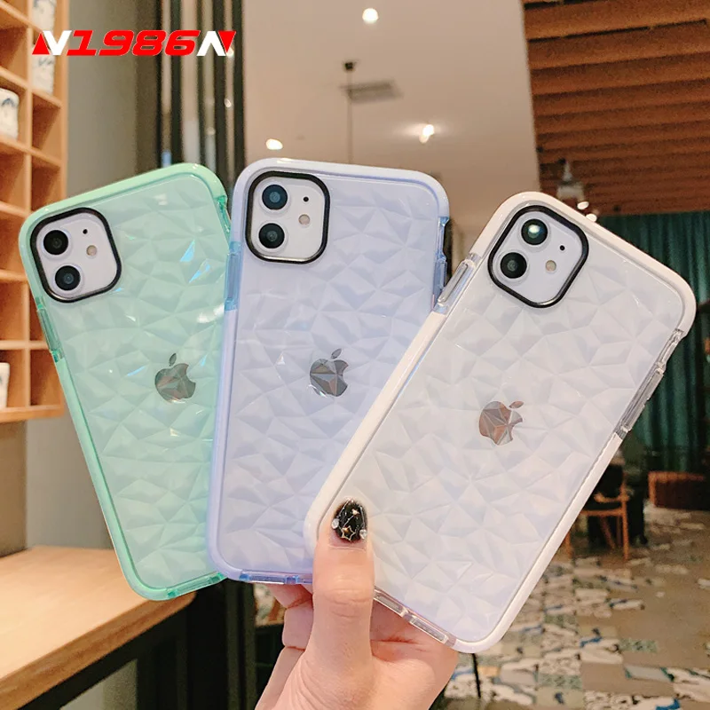 N1986N For iPhone 11 Pro X XR XS Max 6 6s 7 8 Plus Phone Case Fashion Colorful 3D Diamond Texture Clear Soft TPU For iPhone SE N1986N For iPhone 11 Pro X XR XS Max 6 6s 7 8 Plus Phone Case Fashion Colorful 3D Diamond Texture Clear Soft TPU For iPhone SE