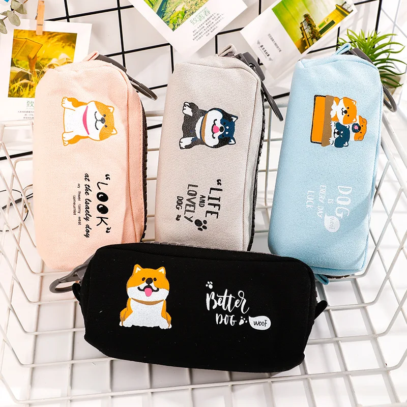 1pcs Kawaii Pencil Case Cartoon cute dog with big zipper School Pencil